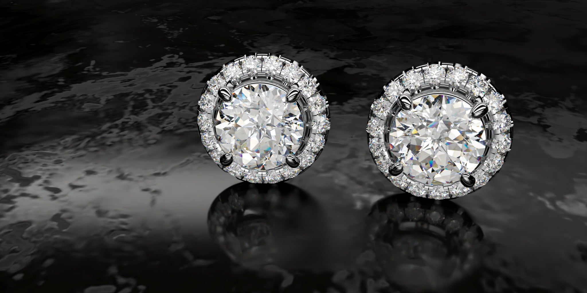 Round halo earrings shop
